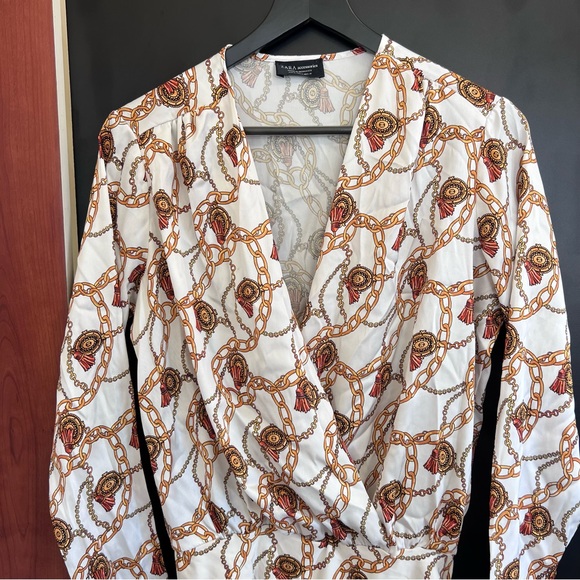 Zara Accessories long sleeve gold chain print bodysuit Size Small A1 Bodysuit - Picture 8 of 8